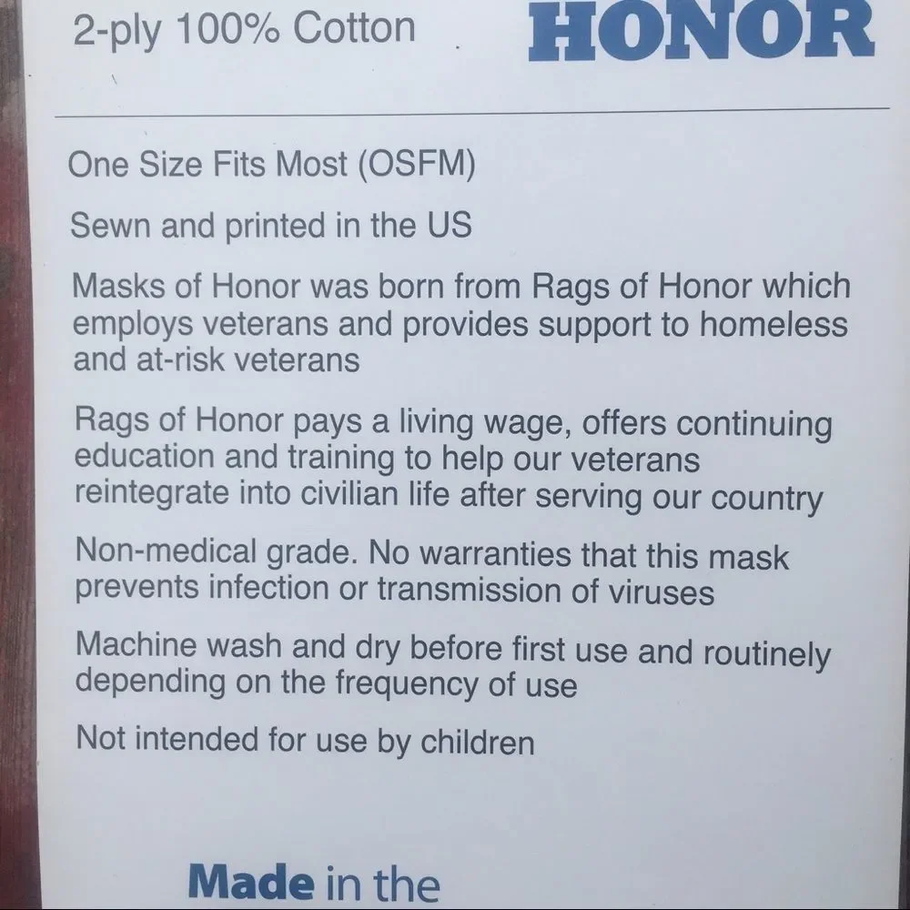 RED USA COTTON FACE COVERING PATRIOTIC 2 ply - Picture 4 of 5